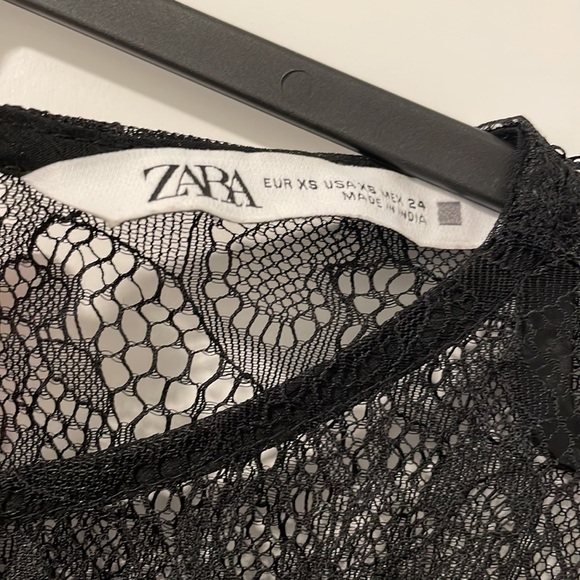 Zara - Black sheer lace blouse 3/4 wide sleeves, size XS - Picture 3 of 5